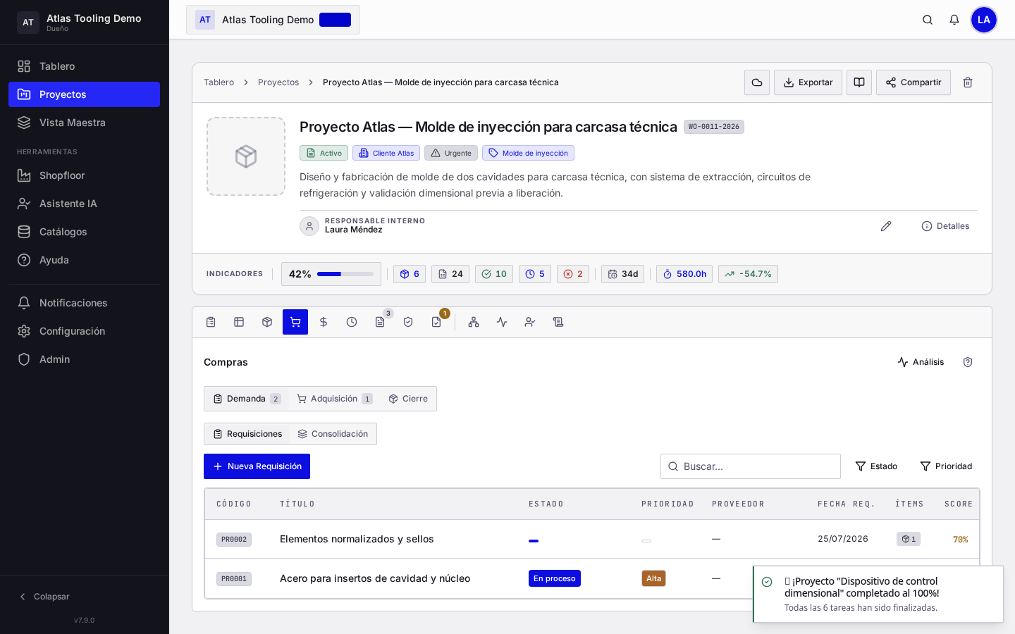Módulo de Compras en Industric con requisiciones